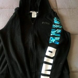 Women's medium Pink hooded zip up sweatshirt